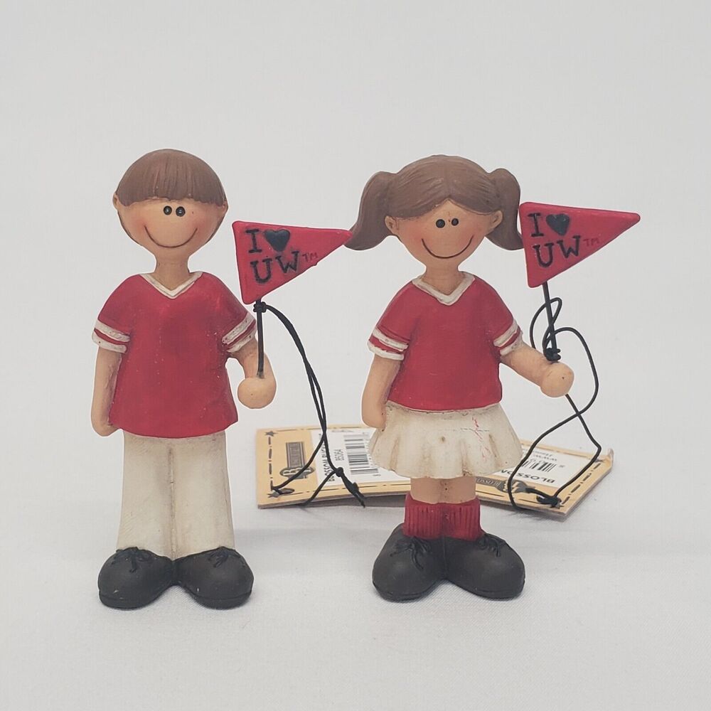 Blossom Bucket University of Wisconsin Pennant Boy & Girl Figurines I ♡ UW